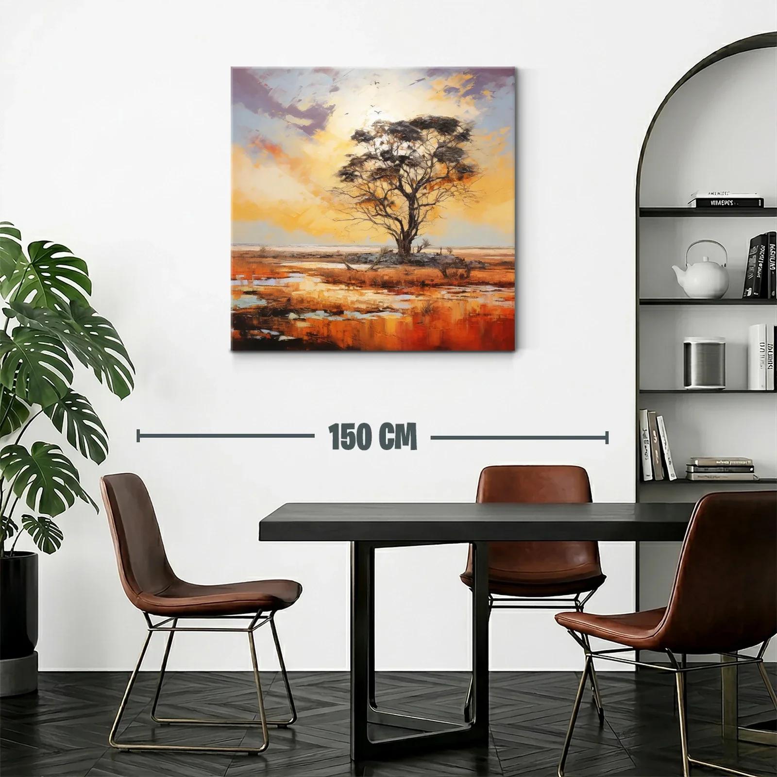 Solitaria silueta de árbol al atardecer en paisaje abierto — miniatura 2
