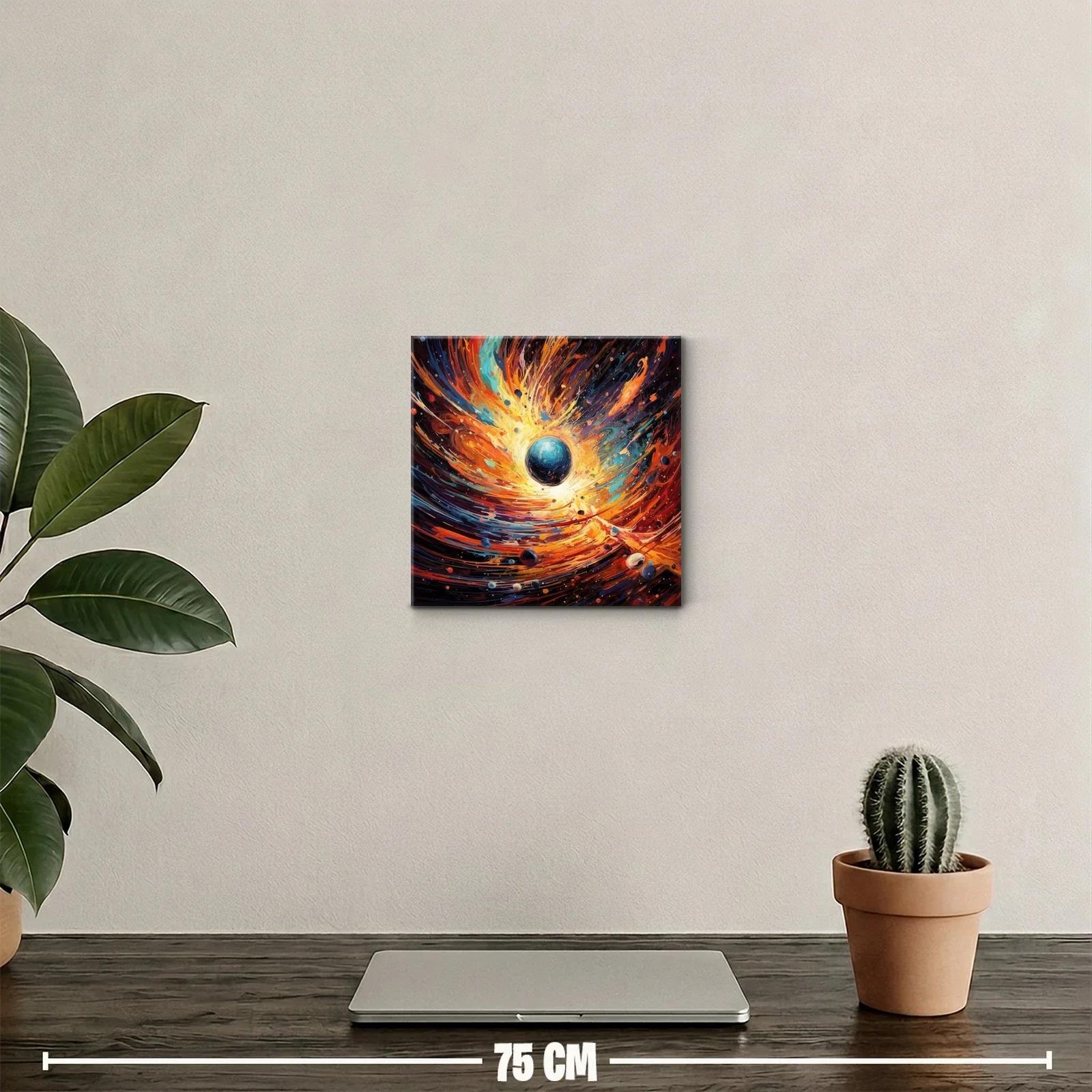 Explosión cósmica con planeta azul y remolinos de luz — miniatura 2