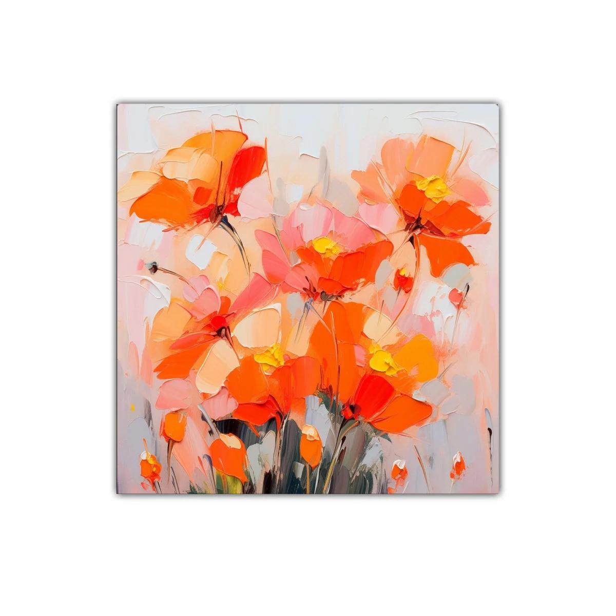 Cuadro decorativo con flores vibrantes en tonos anaranjados — imagen principal