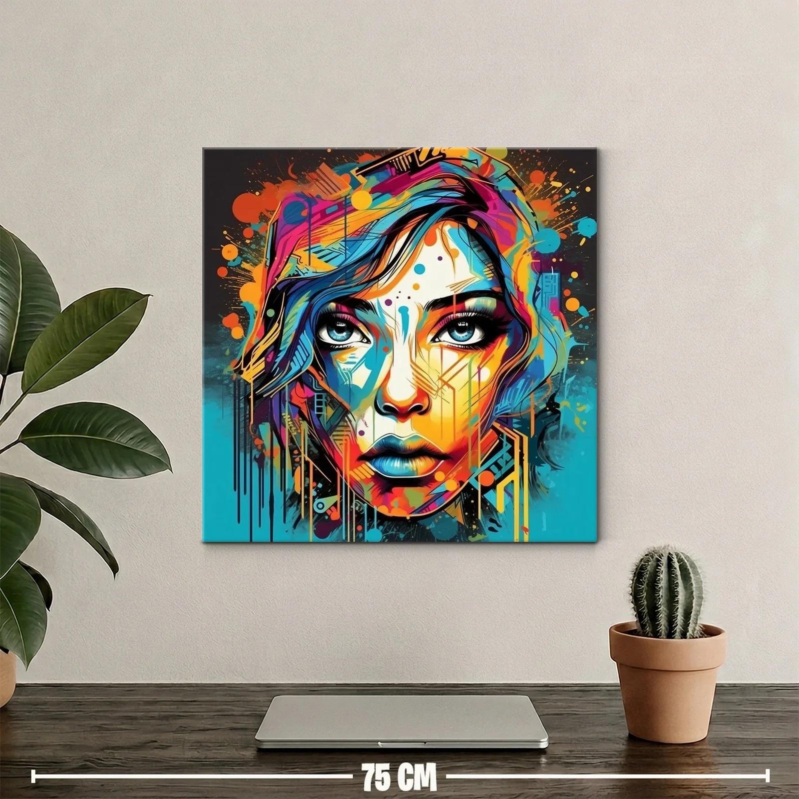 Retrato abstracto vibrante con rostros femeninos impactantes — miniatura 2