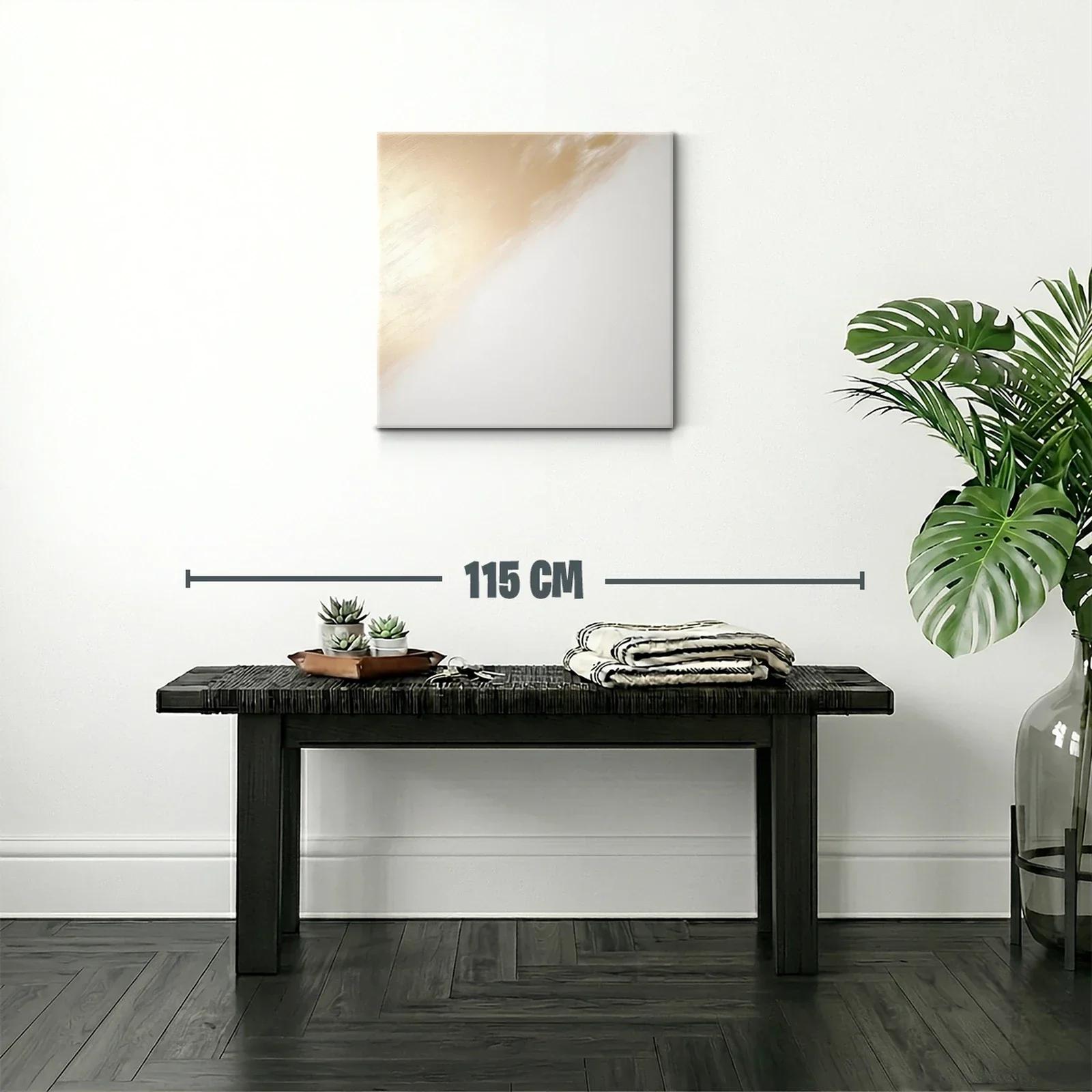Cuadro abstracto con tonos suaves dorados y blancos — miniatura 2