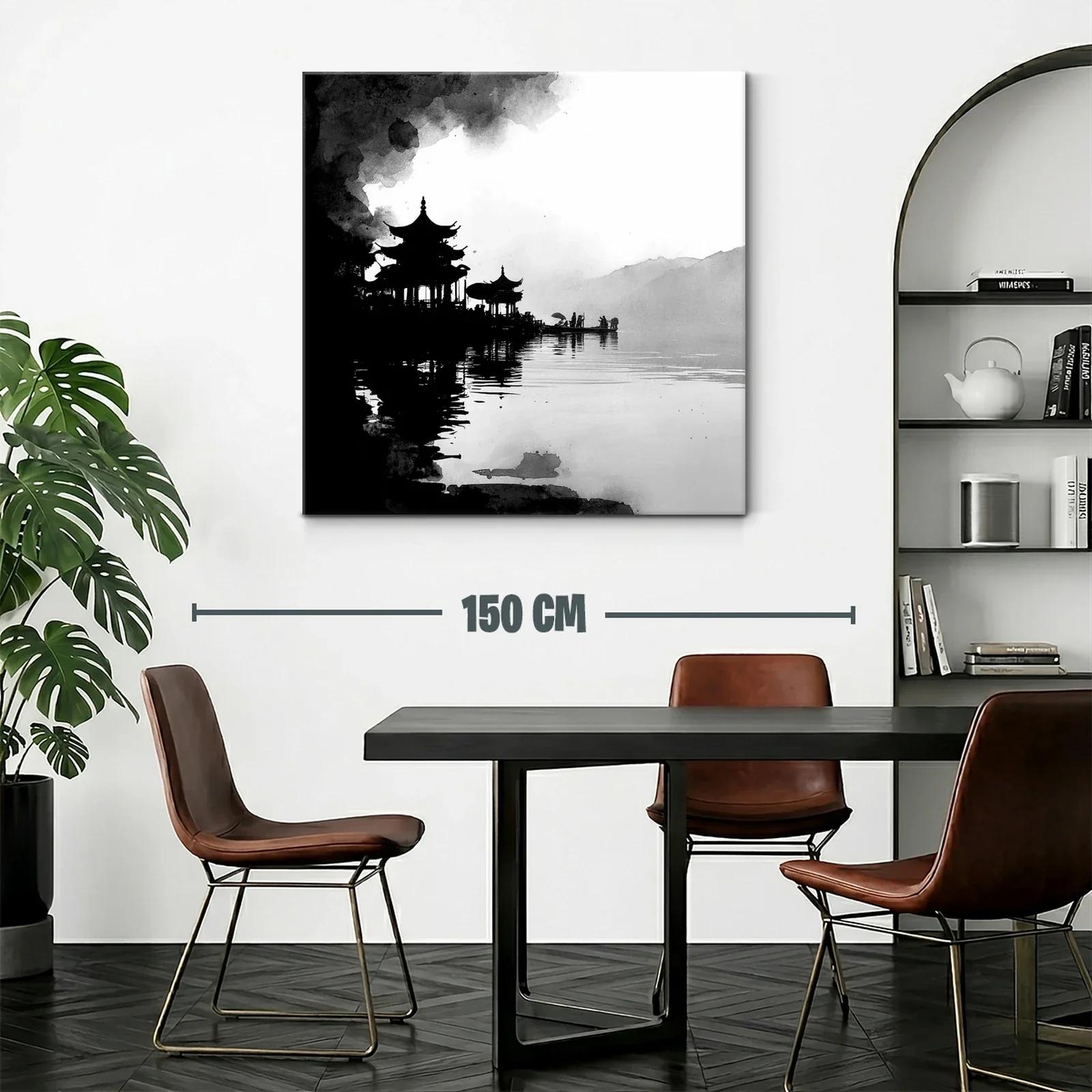 Serenidad oriental en acuarela en blanco y negro — miniatura 2