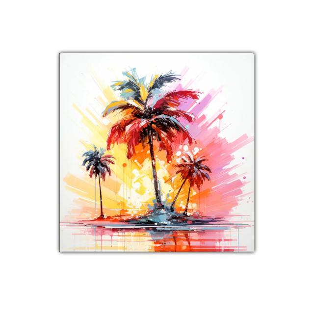 Palmeras vibrantes con explosión de color tropical