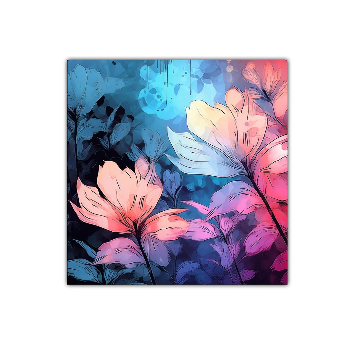 Flores vibrantes en tonos rosa y azul con estilo moderno — imagen principal