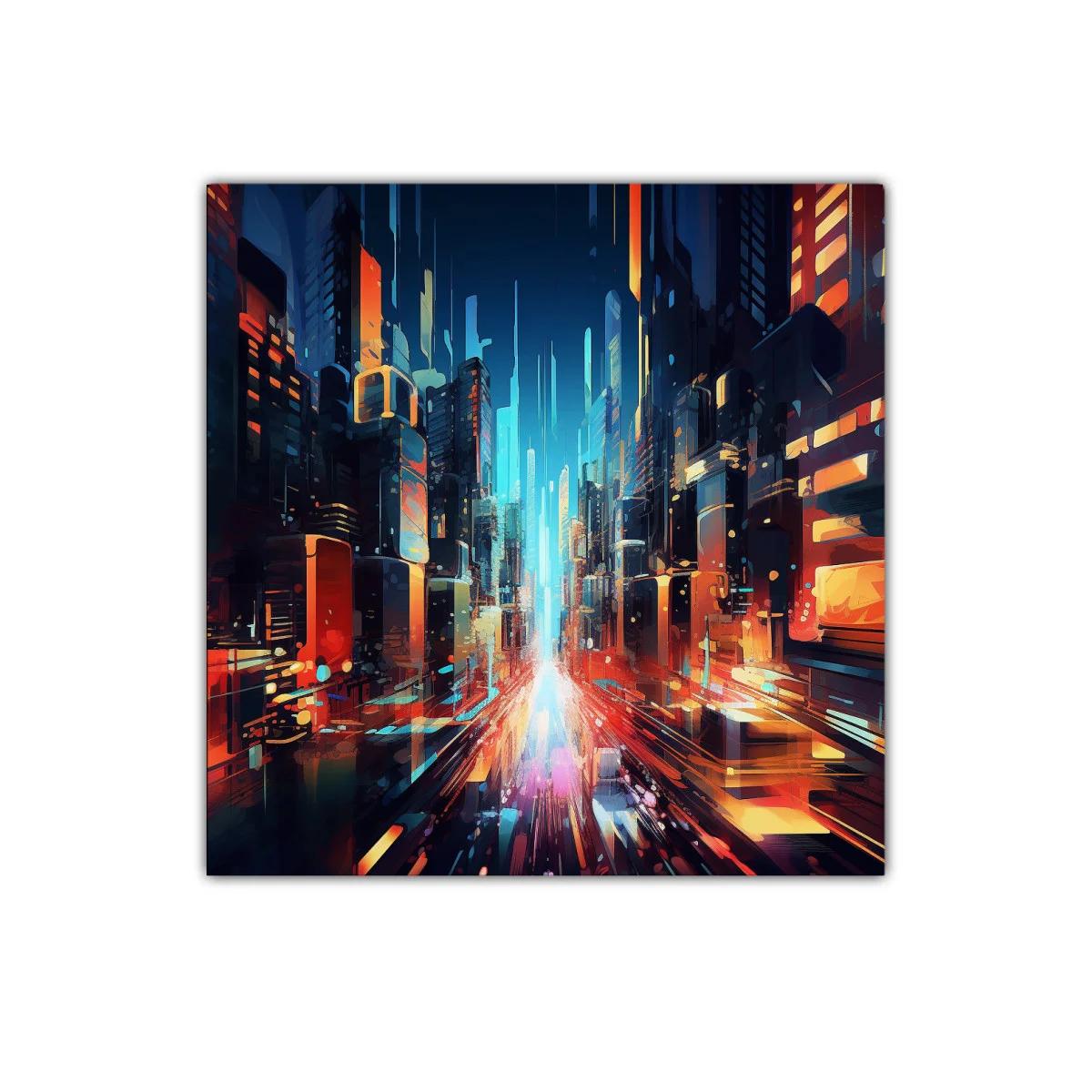 Ciudad futurista con luces vibrantes en movimiento rápido — imagen principal