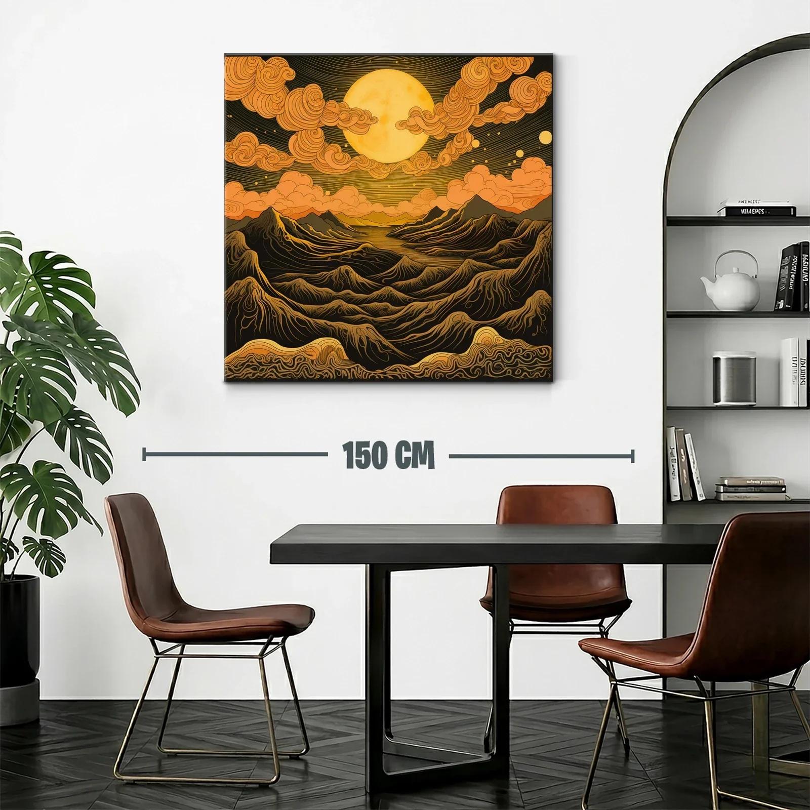 Paisaje onírico con luna y montañas en tonos cálidos — miniatura 2