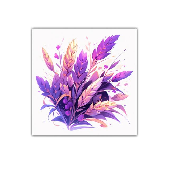 Cuadro decorativo con elegante ramo en tonos violetas y dorados