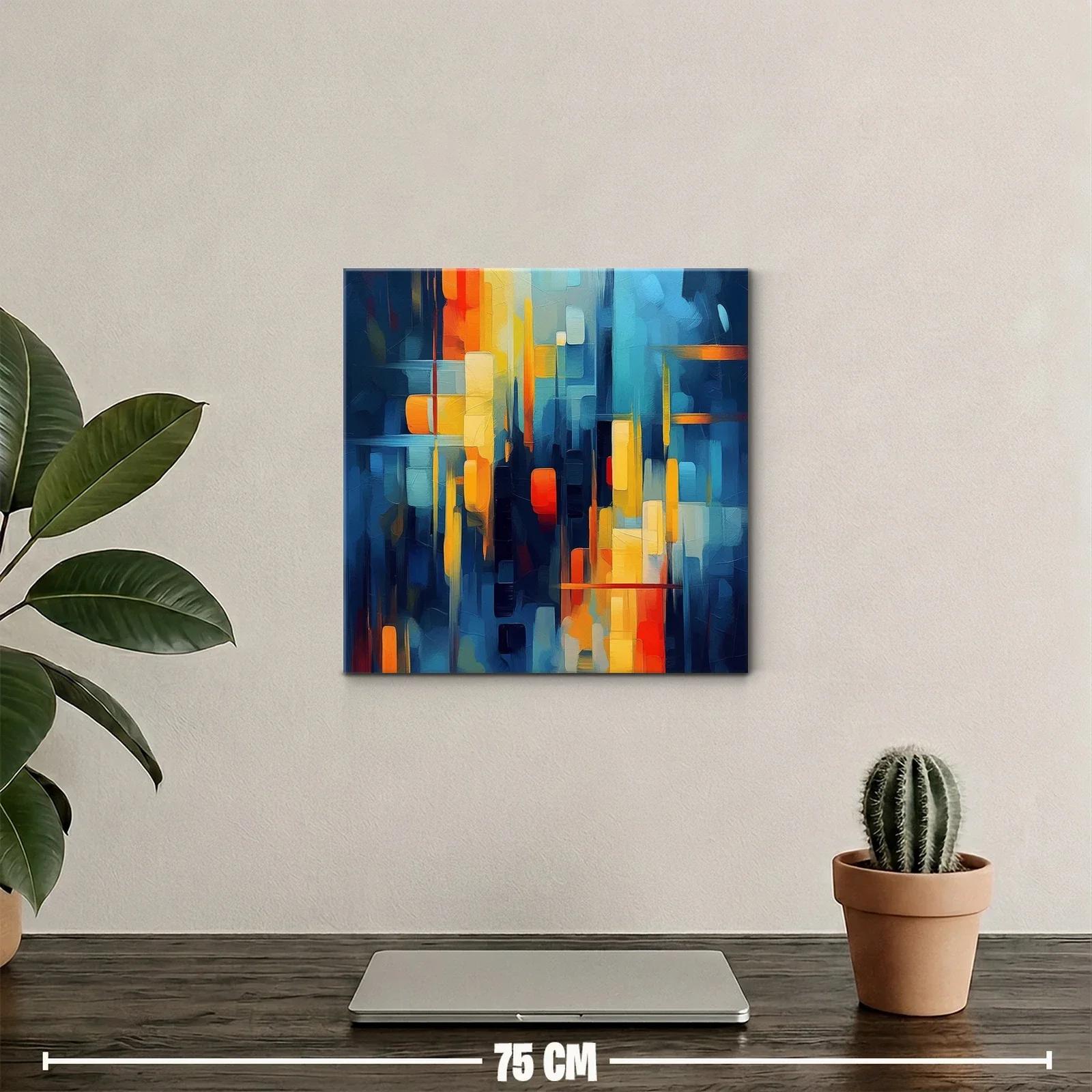 Composición abstracta vibrante con tonos cálidos y fríos — miniatura 2