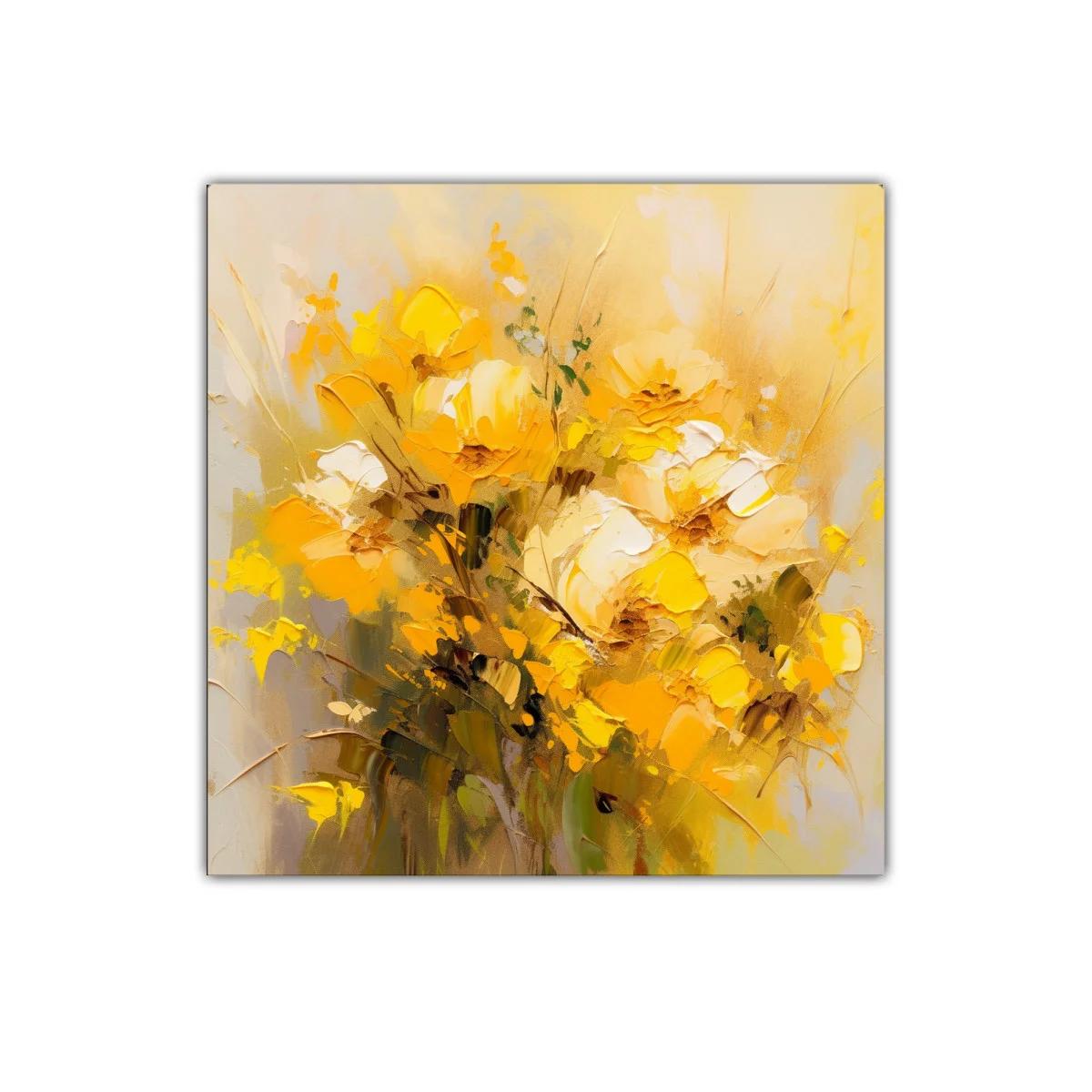 Cuadro floral con bouquet vibrante en tonos amarillos y ocres — imagen principal