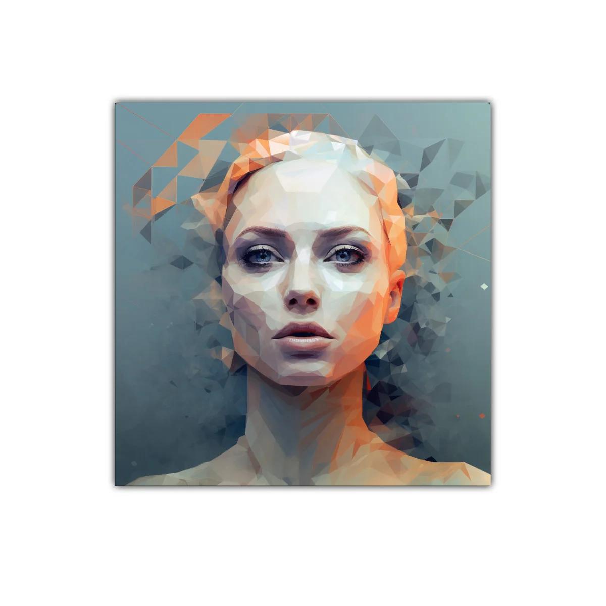 Retrato Abstracto de Mujer con Paleta Fría y Cálida