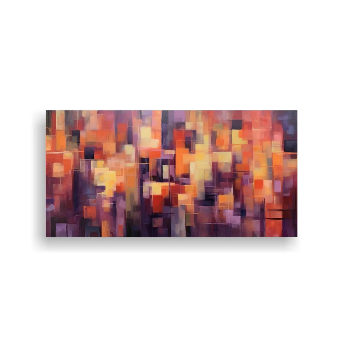 Cuadro abstracto geométrico mosaico de bloques y franjas