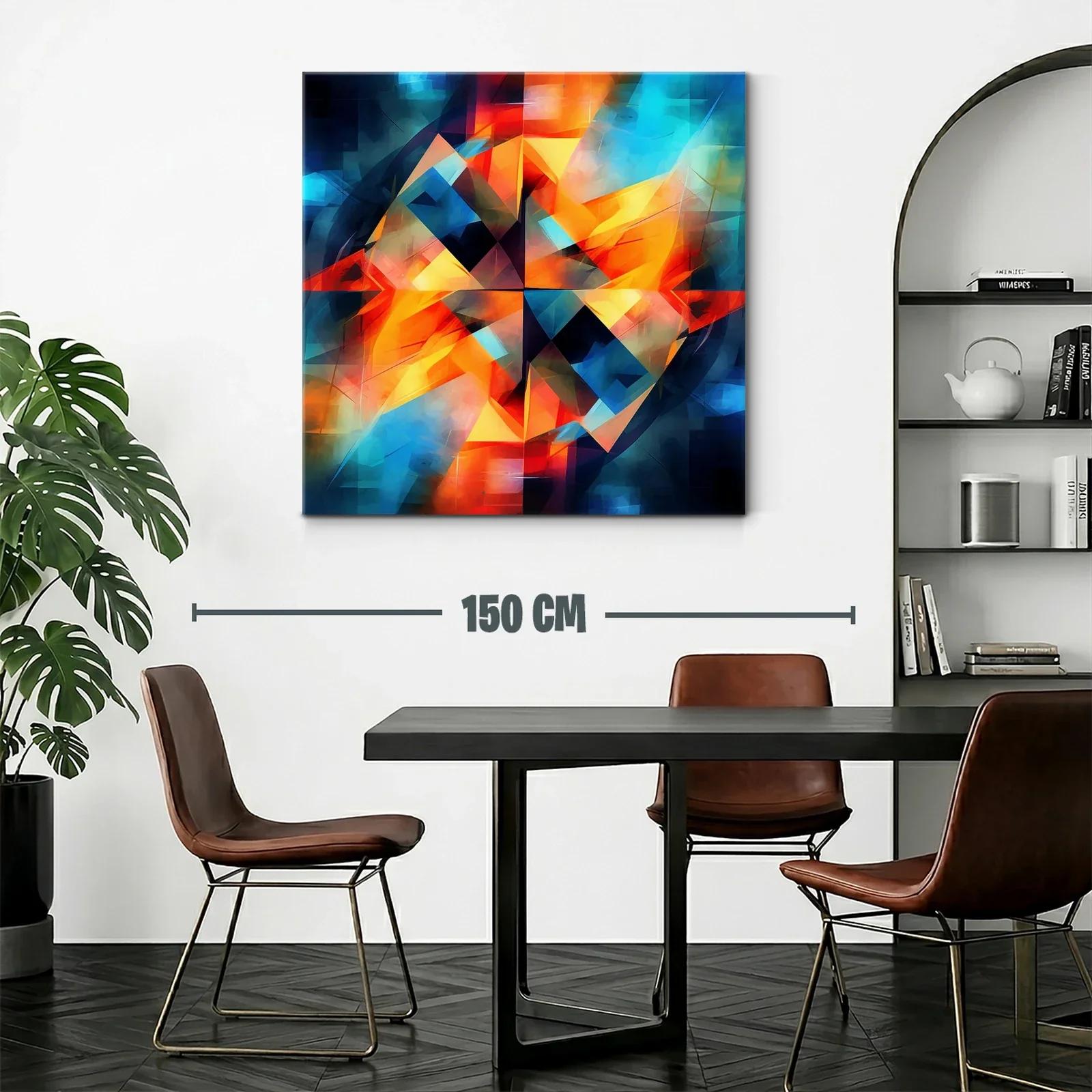Cuadro abstracto con vibrantes tonos cálidos y fríos — miniatura 2