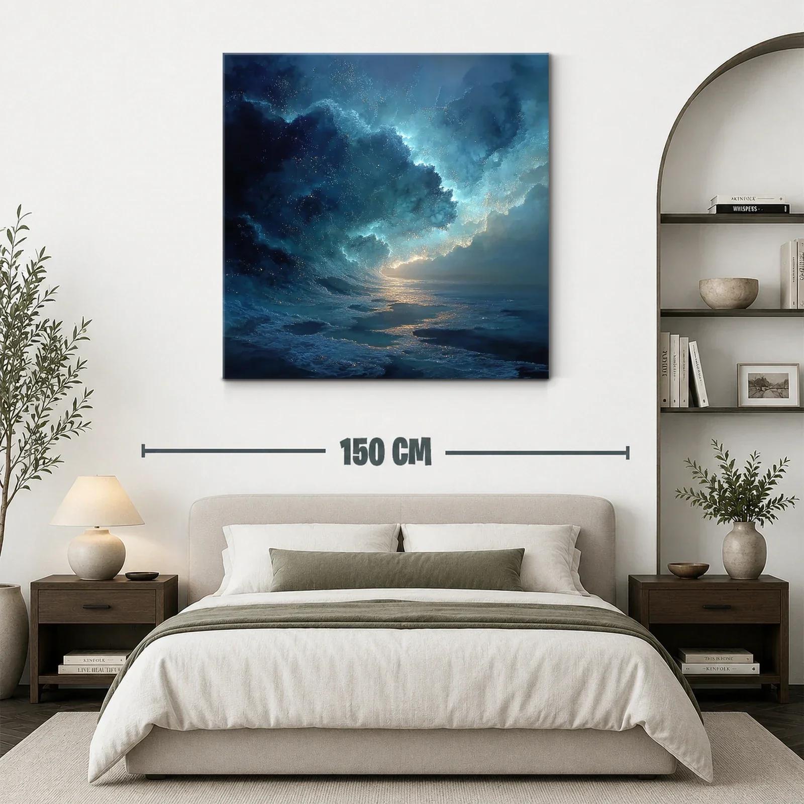 Olas nocturnas con destellos de luz en azul profundo — miniatura 3