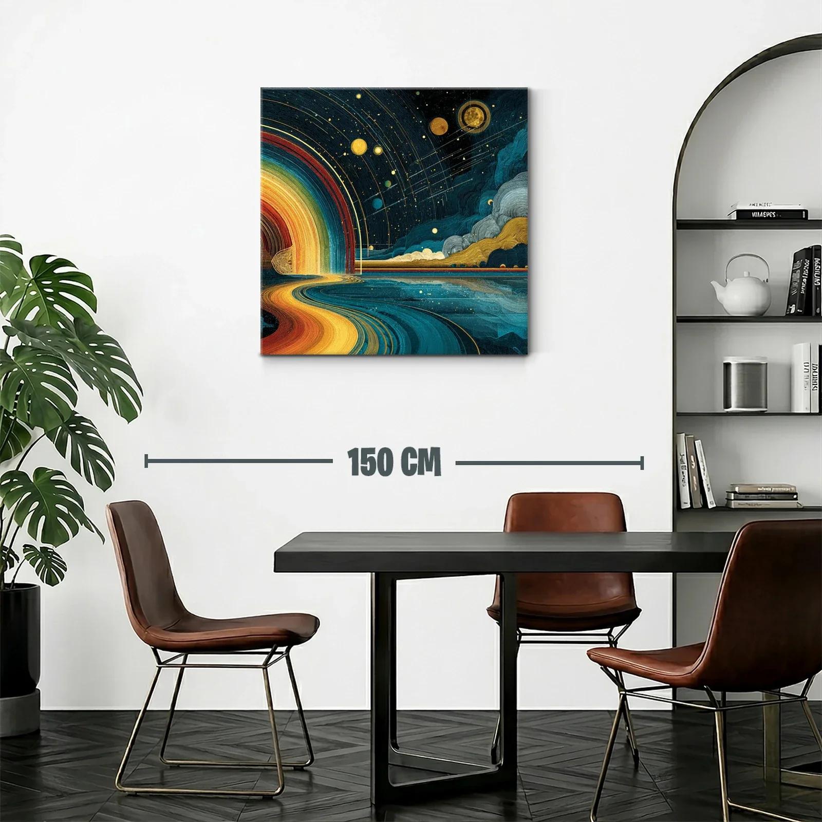 Paisaje cósmico con camino dorado y cielo estrellado — miniatura 2
