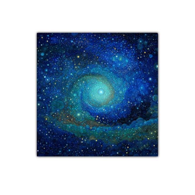 Cuadro abstracto galáctico en tonos azules y verdes
