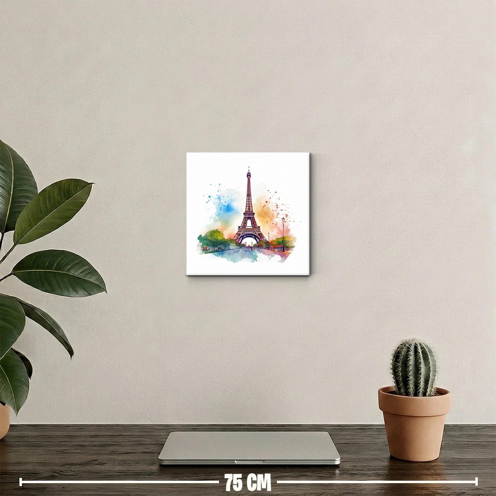 Cuadro Torre Eiffel colorida con acuarela vibrante — miniatura 2