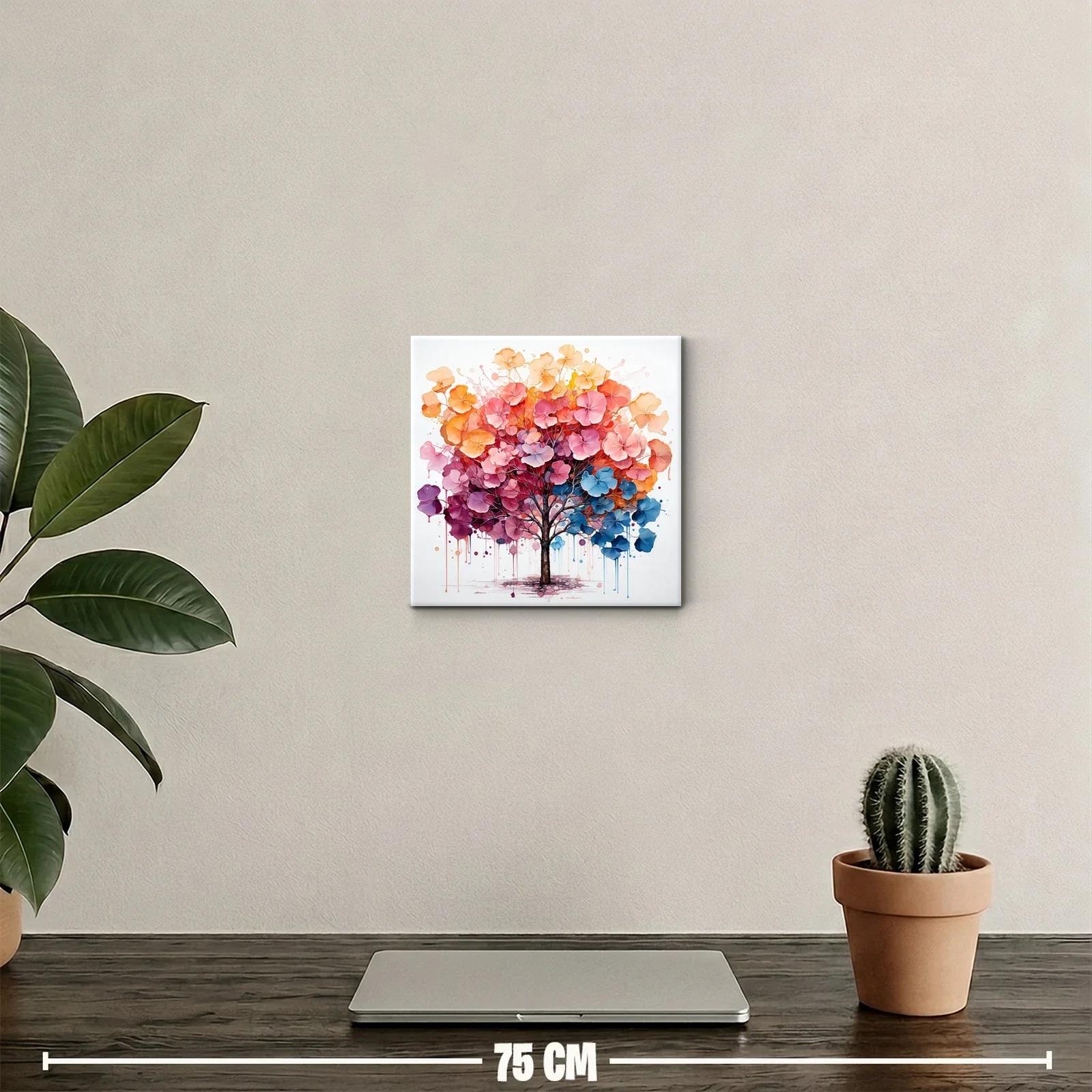 Árbol floral con vibrantes colores en acuarela — miniatura 2