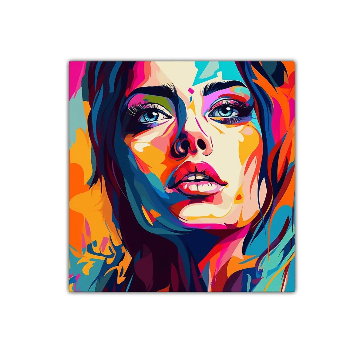 Retrato vibrante con colores intensos y mirada expresiva — imagen principal