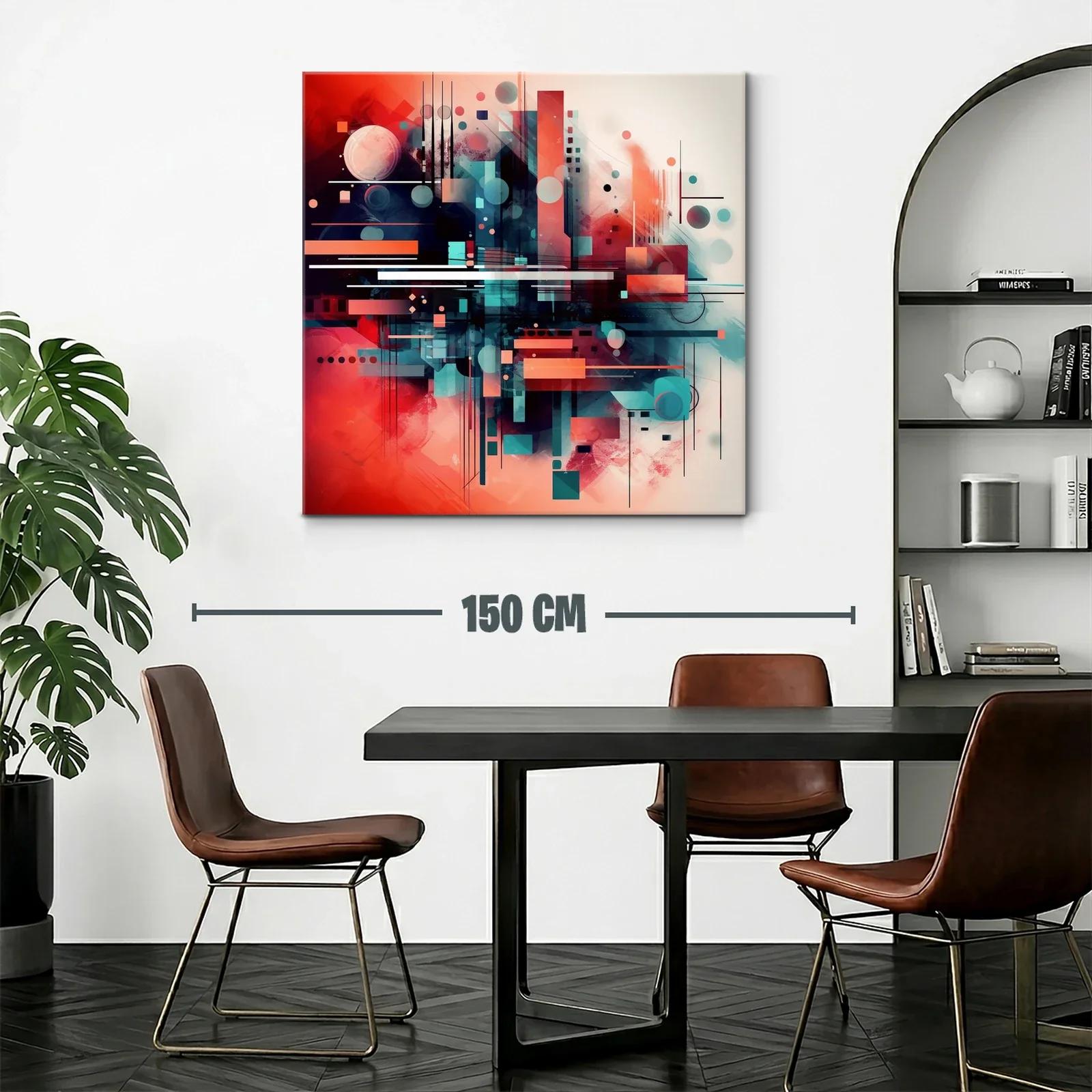 Composición abstracta dinámica en tonos cálidos y fríos — miniatura 2