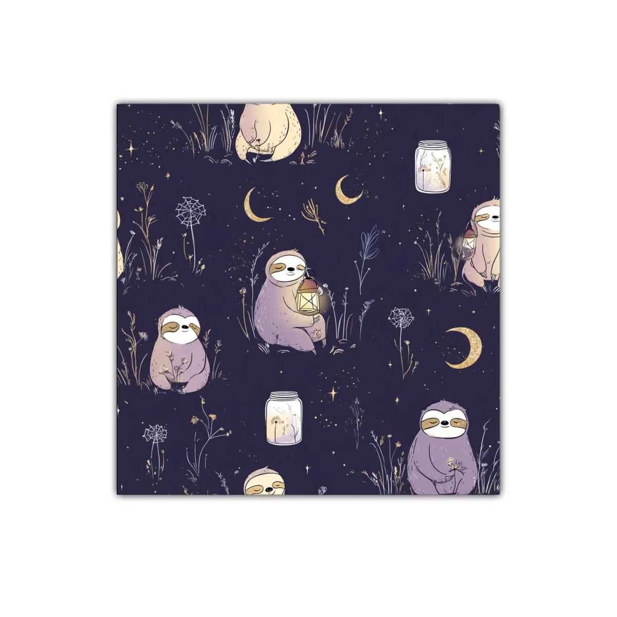 Cuadro infantil con perezosos y lunares dorados para habitación — imagen principal