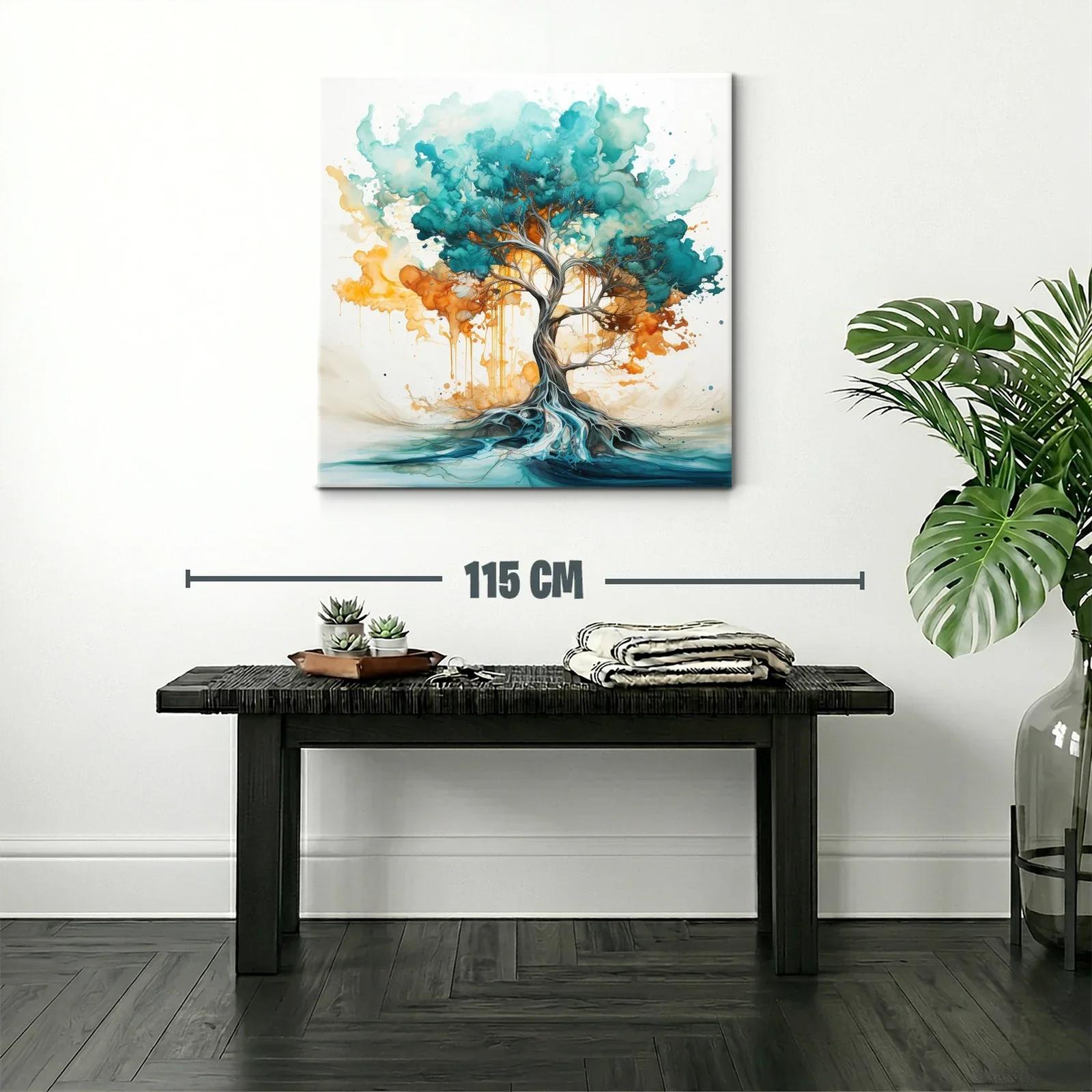 Árbol vibrante con raíces etéreas en tonos azules y naranjas — miniatura 2