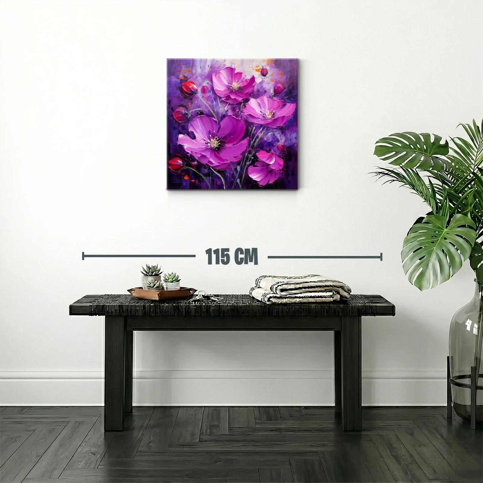 Cuadro floral en tonos violetas y fucsias vibrantes — miniatura 2