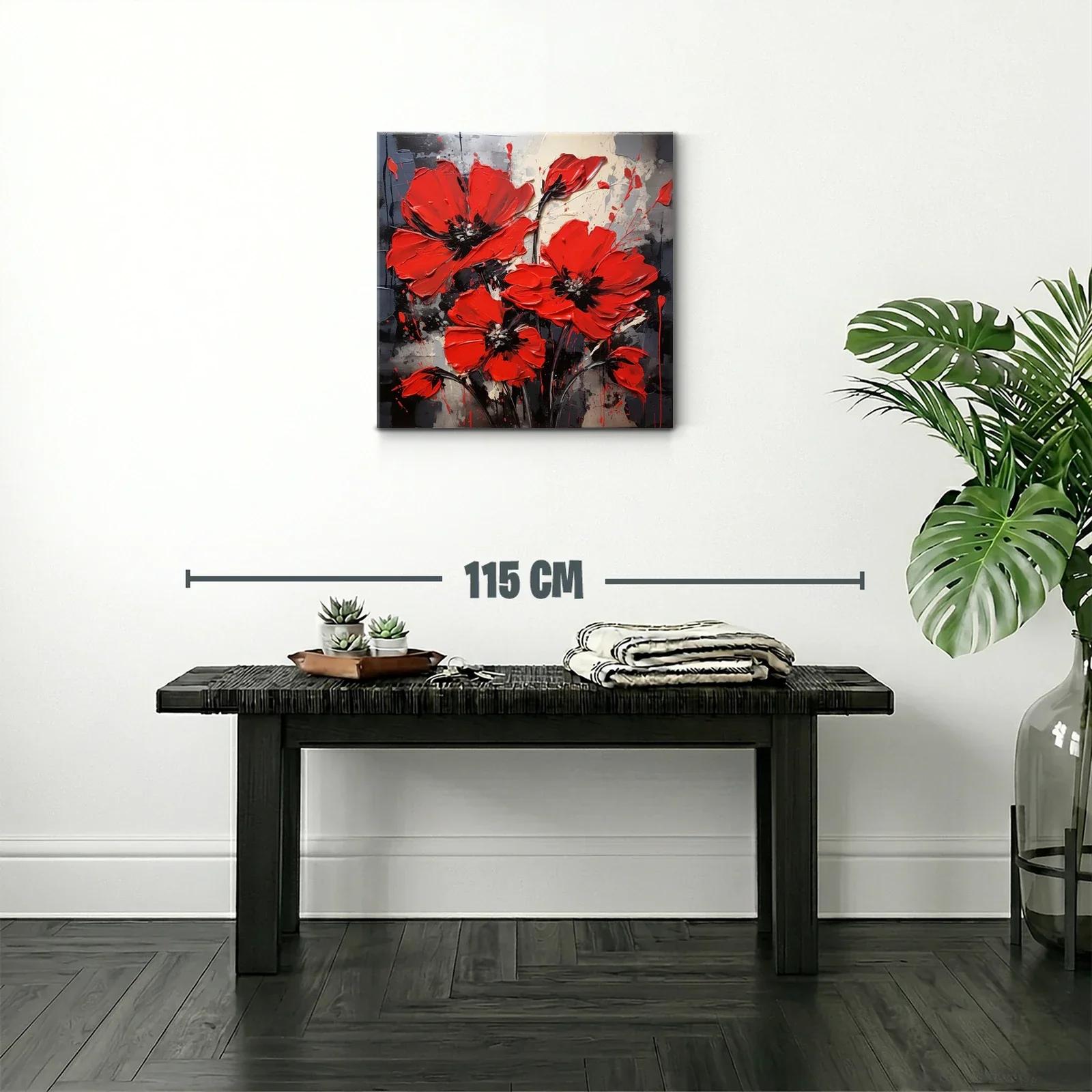 Impactante cuadro floral con vibrantes amapolas rojas — miniatura 2