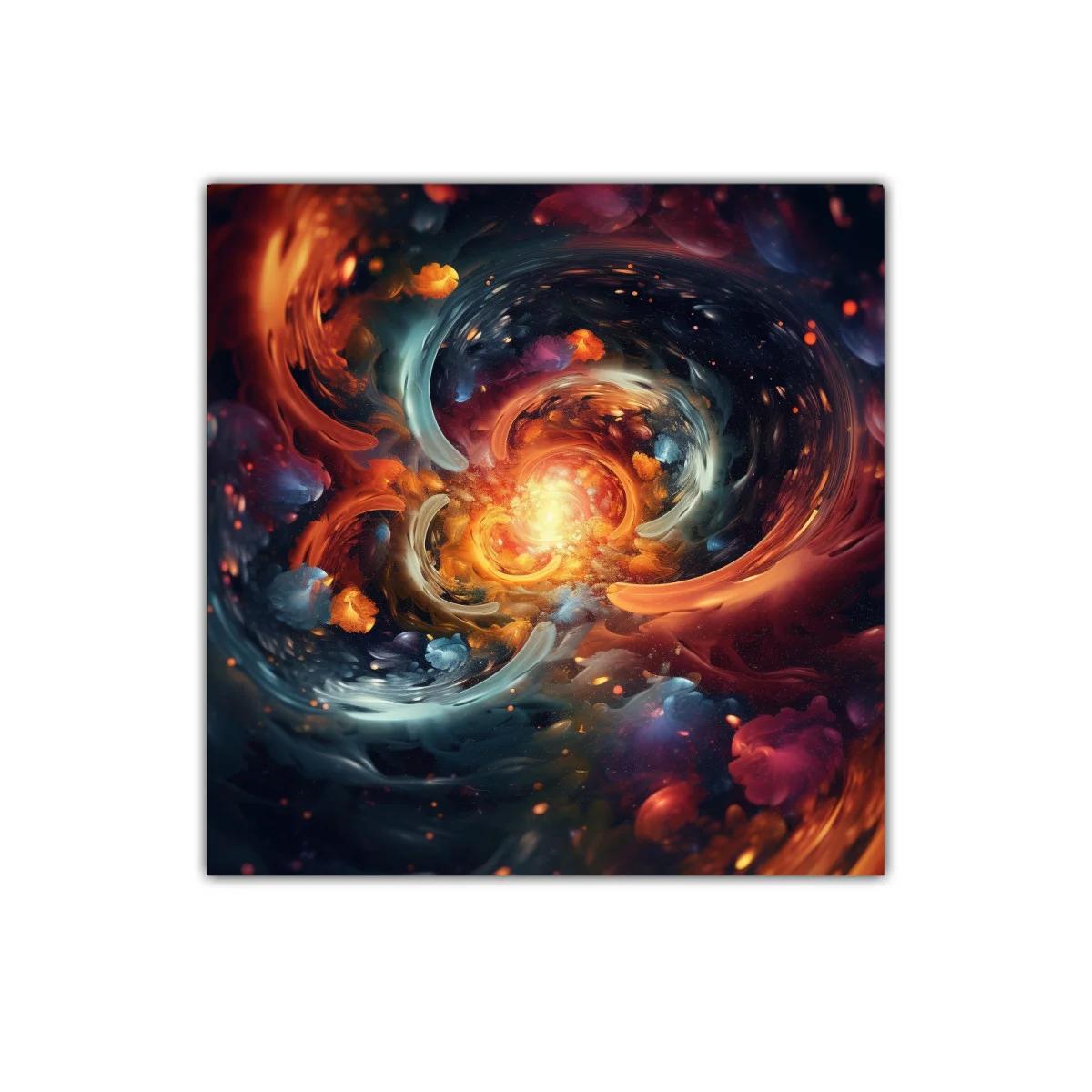 Espiral Cósmica en Tonos Cálidos y Fríos para Decorar