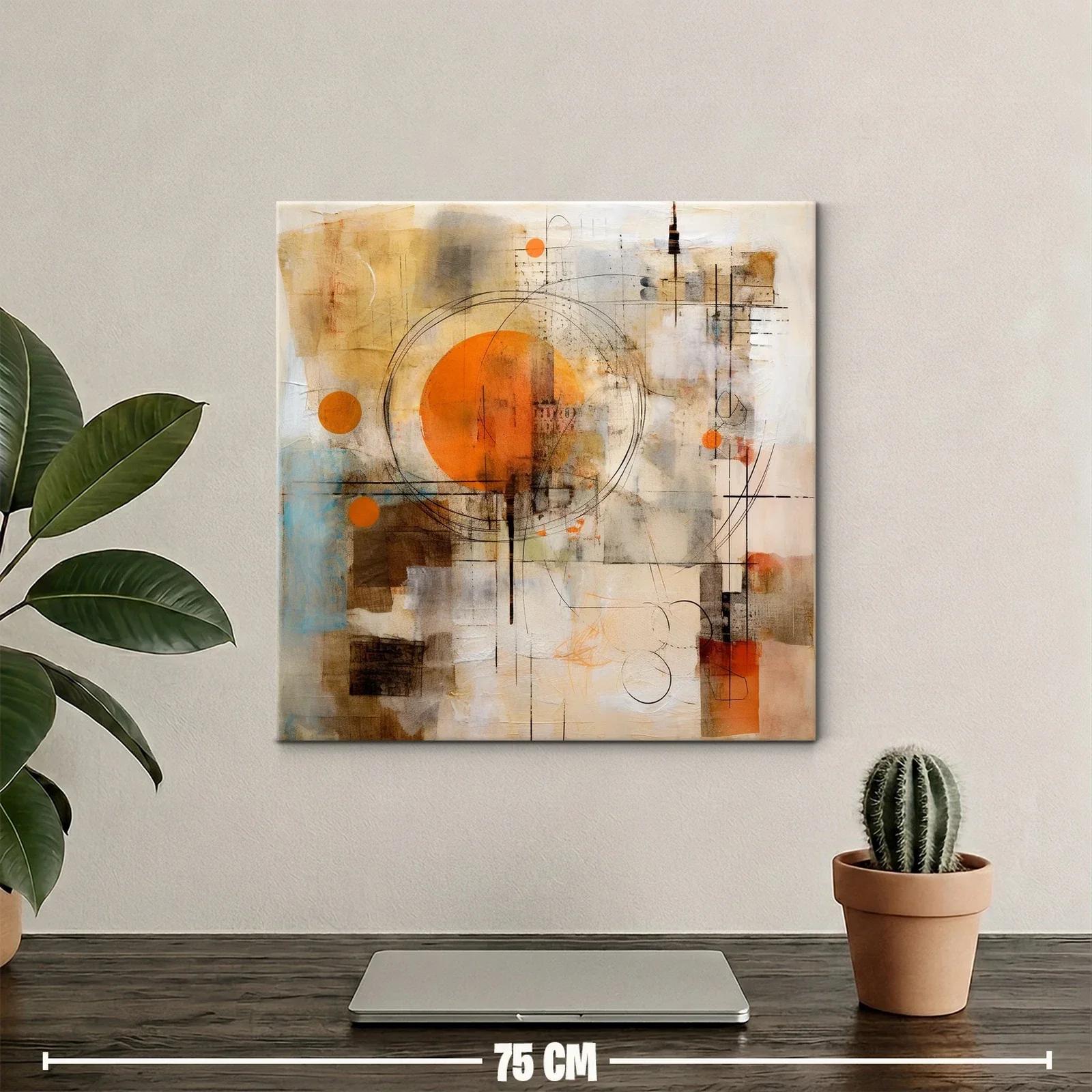 Cuadro abstracto con formas geométricas y tonos cálidos — miniatura 2