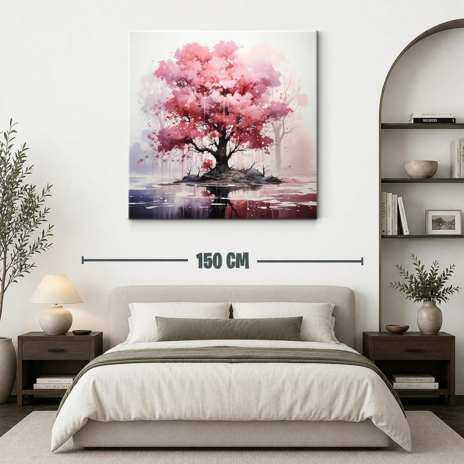 Árbol en tonos rosados con reflejo sereno — miniatura 3