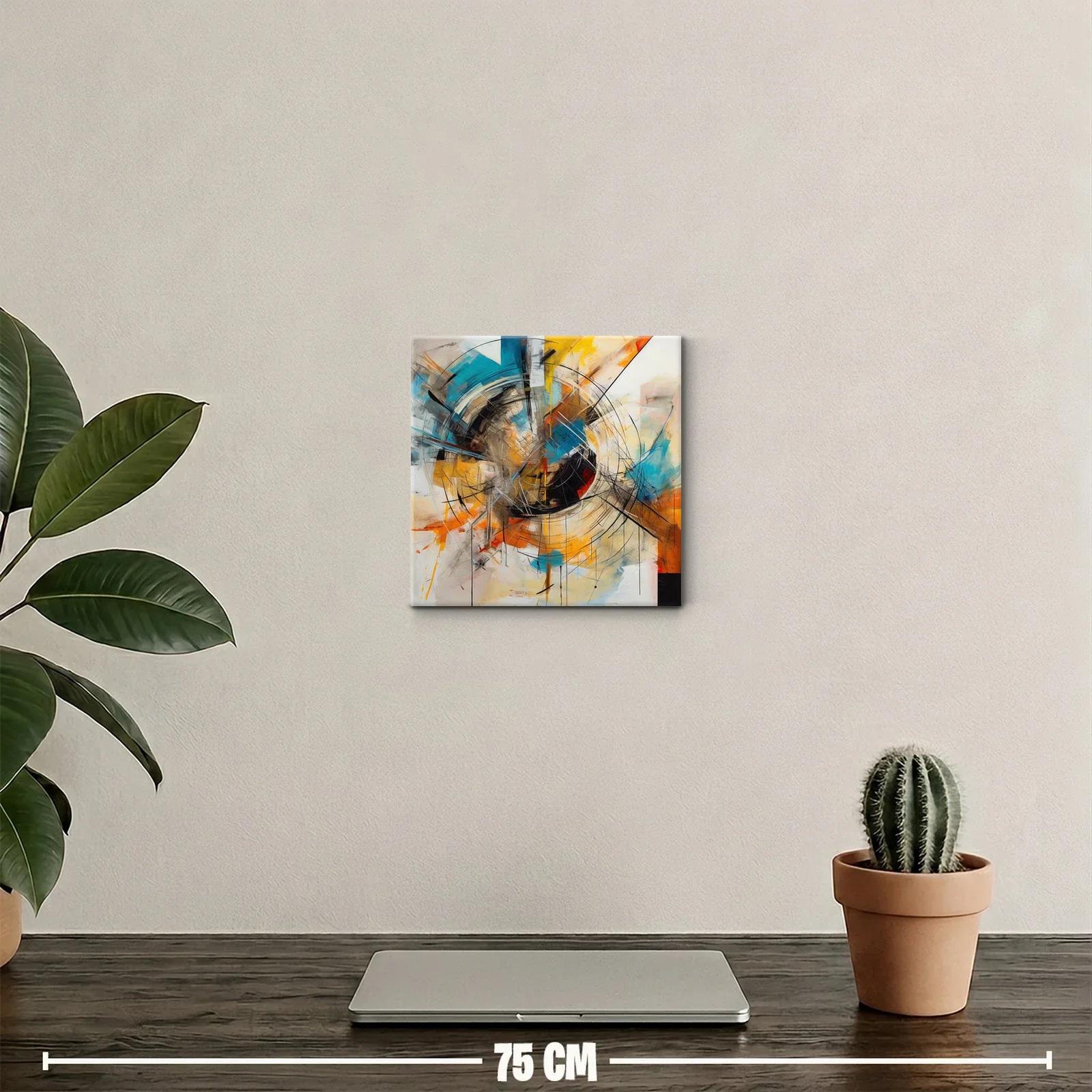 Cuadro abstracto con formas circulares y tonos vibrantes — miniatura 2