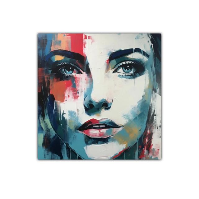 Retrato expresivo de mujer con paleta vibrante