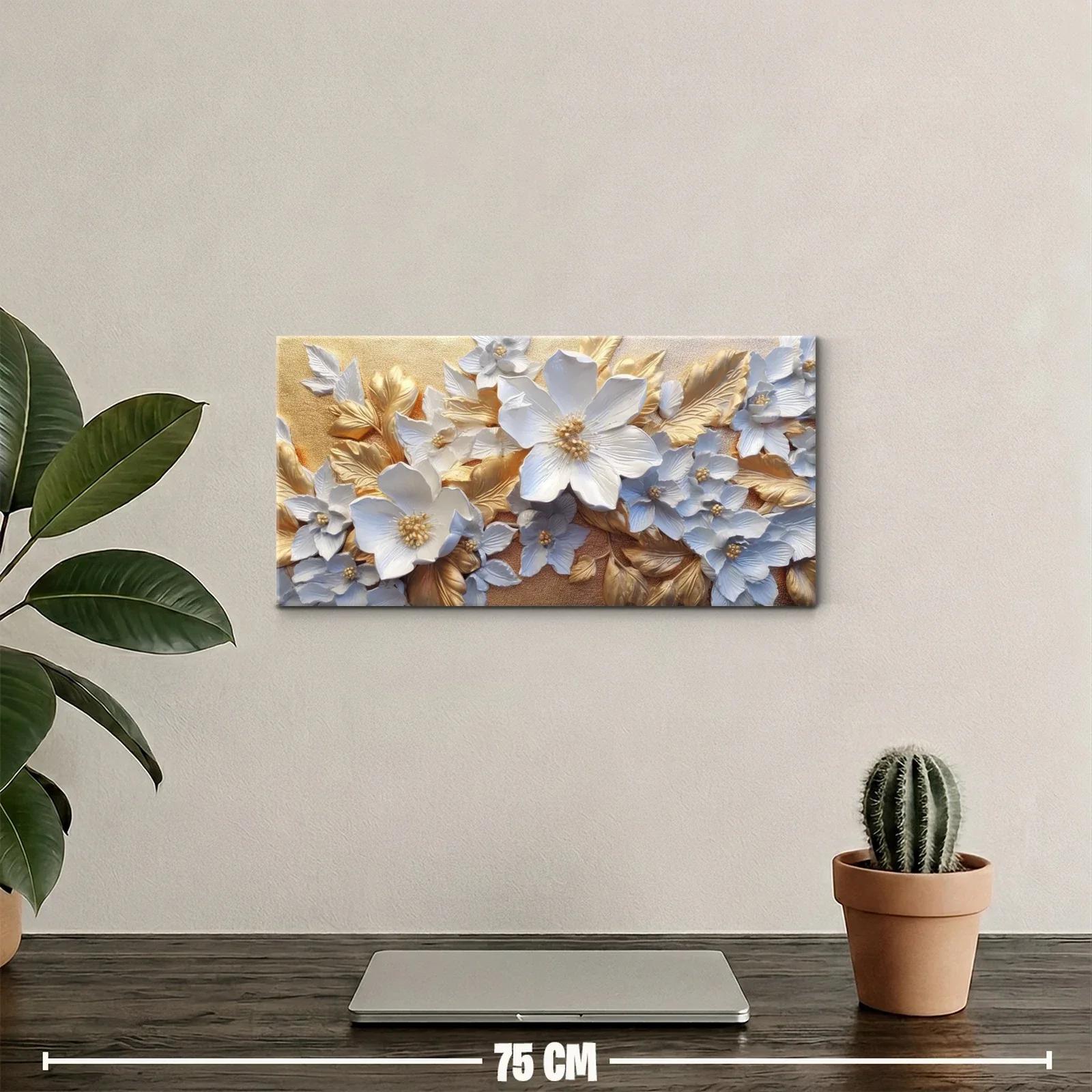 Cuadro flores blancas tipo magnolia en relieve — miniatura 2