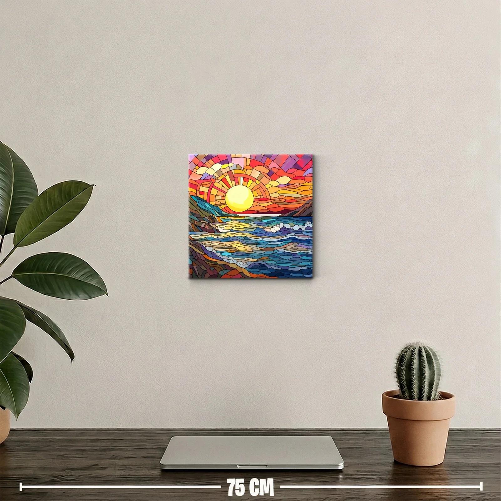 Cuadro vibrante de paisaje marino al atardecer — miniatura 2