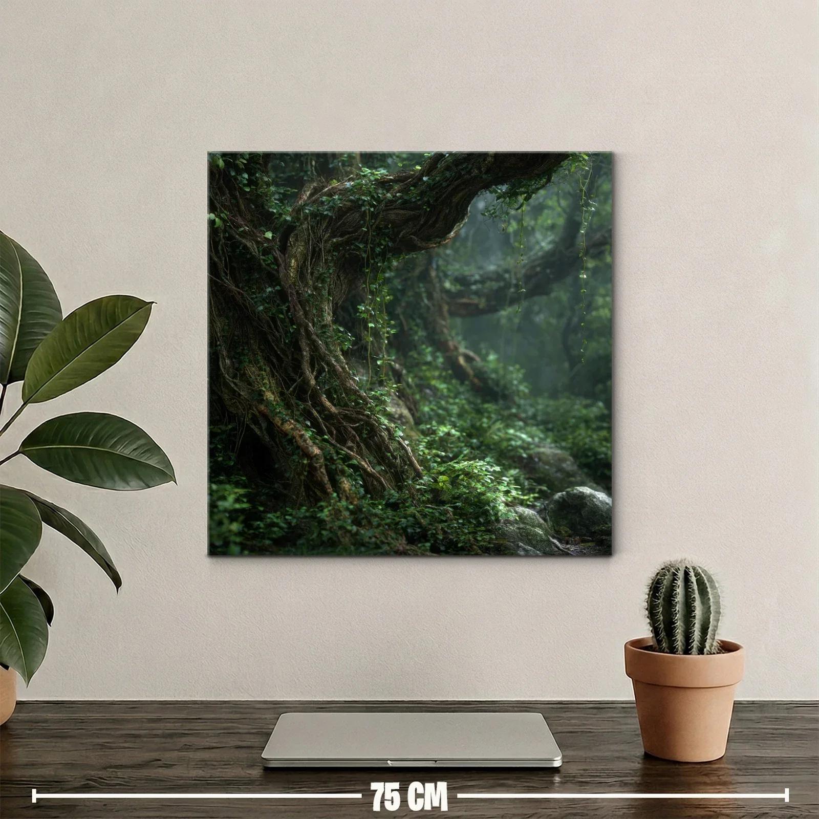 Bosque antiguo con raíces entrelazadas y follaje verde — miniatura 2