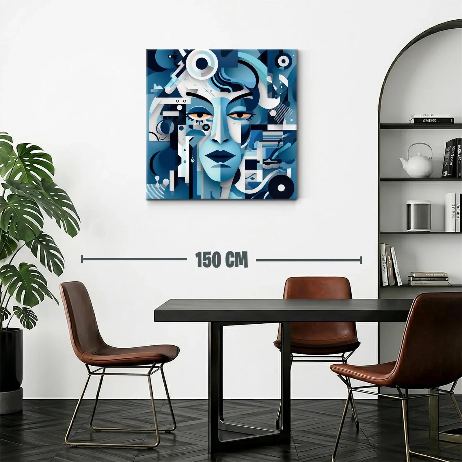 Rostro abstracto en tonos azules con estilo geométrico — miniatura 2