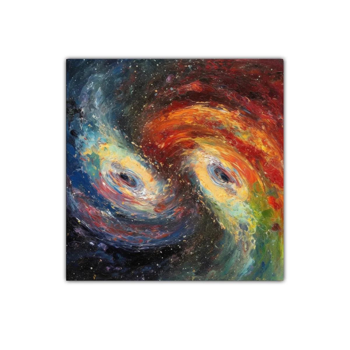 Cuadro abstracto con galaxias y remolinos de colores vivos — miniatura 1