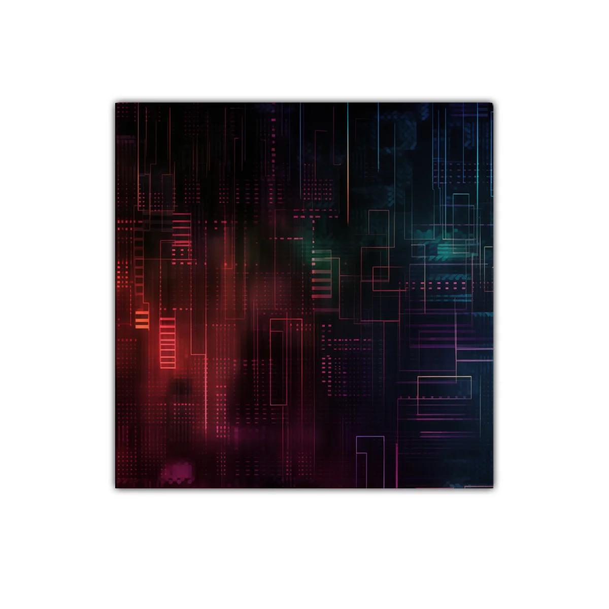Cuadro decorativo abstracto con luces urbanas futuristas