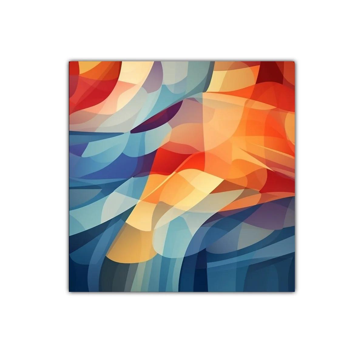 Cuadro decorativo en tonos cálidos y fríos abstractos