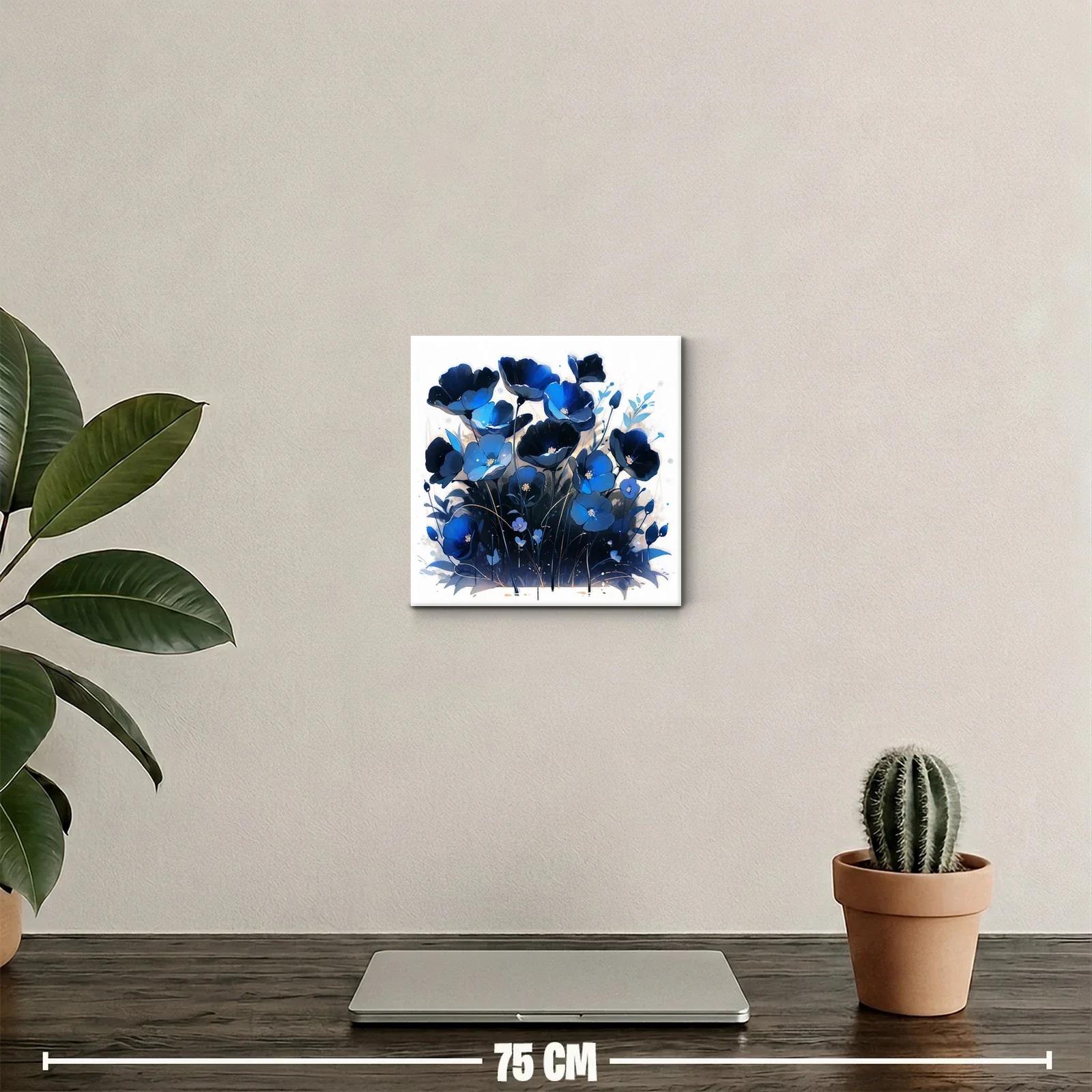 Cuadro decorativo con flores en tonos azules profundos — miniatura 2