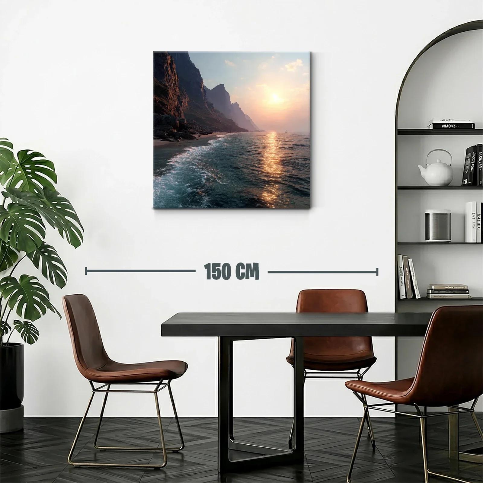 Atardecer en acantilados junto al mar tranquilo y sereno — miniatura 2
