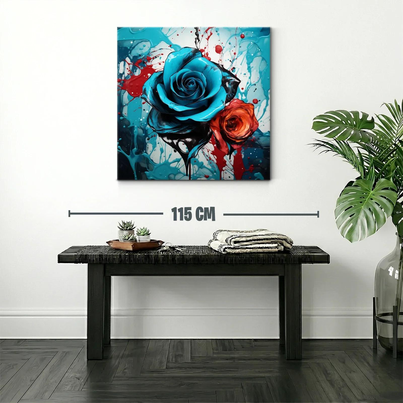 Rosas vibrantes en contraste de azul y rojo — miniatura 2