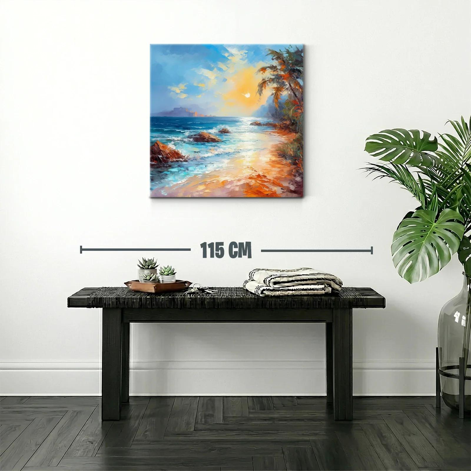Atardecer brillante en costa tropical con palmeras — miniatura 2