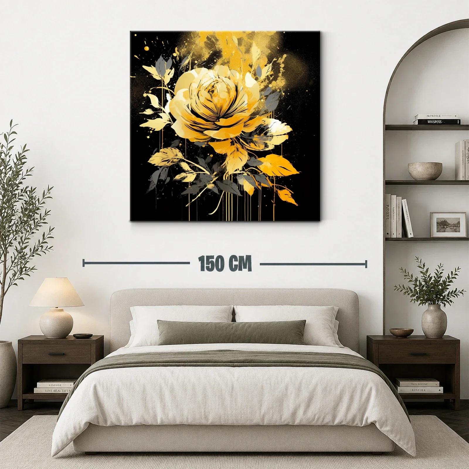 Rosa dorada sobre fondo negro con toque artístico moderno — miniatura 3