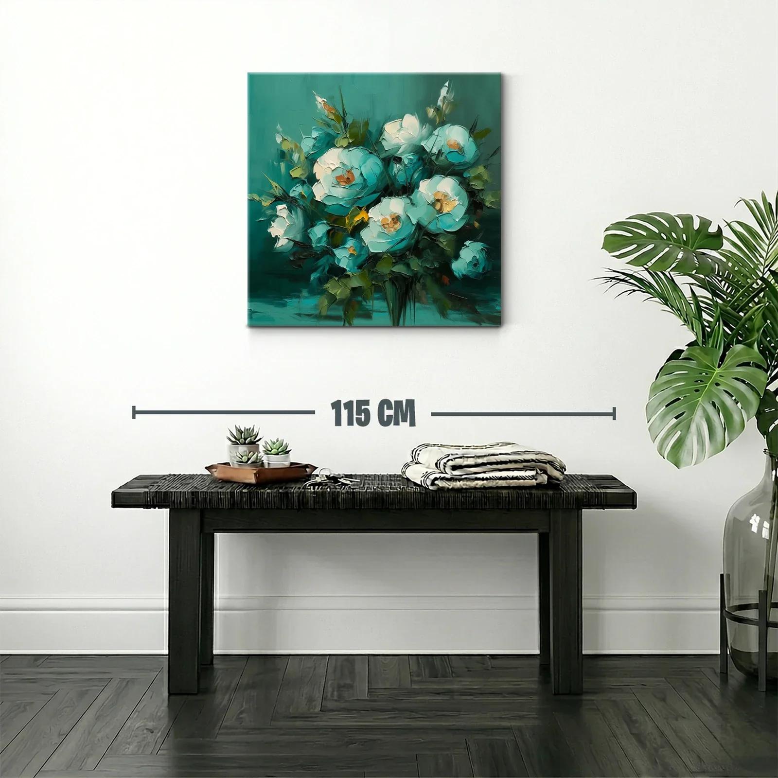 Cuadro floral en tonos verdes y azules suaves — miniatura 2