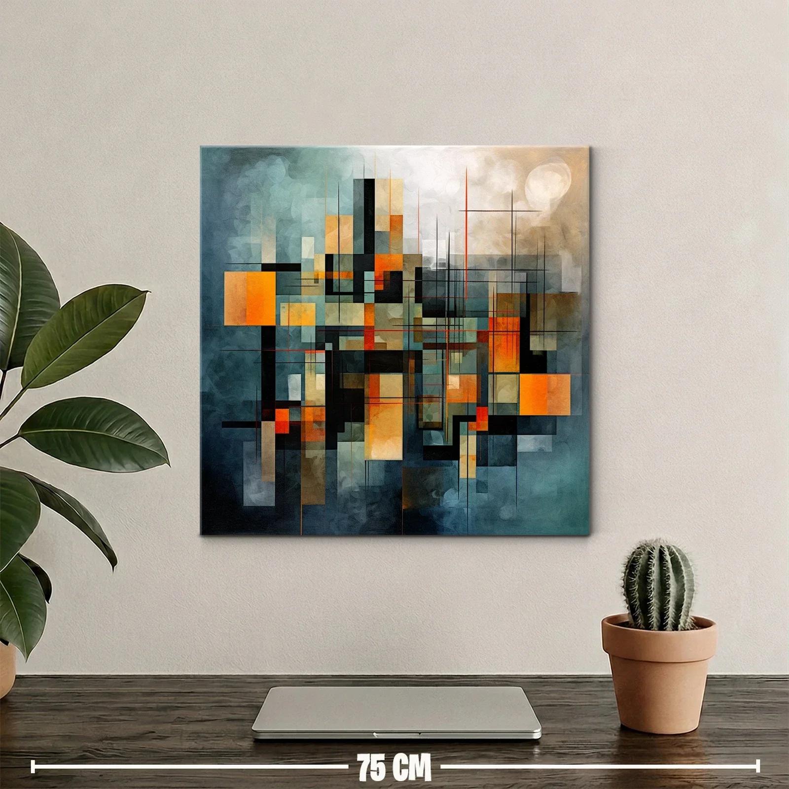 Composición geométrica abstracta en tonos cálidos y fríos — miniatura 2