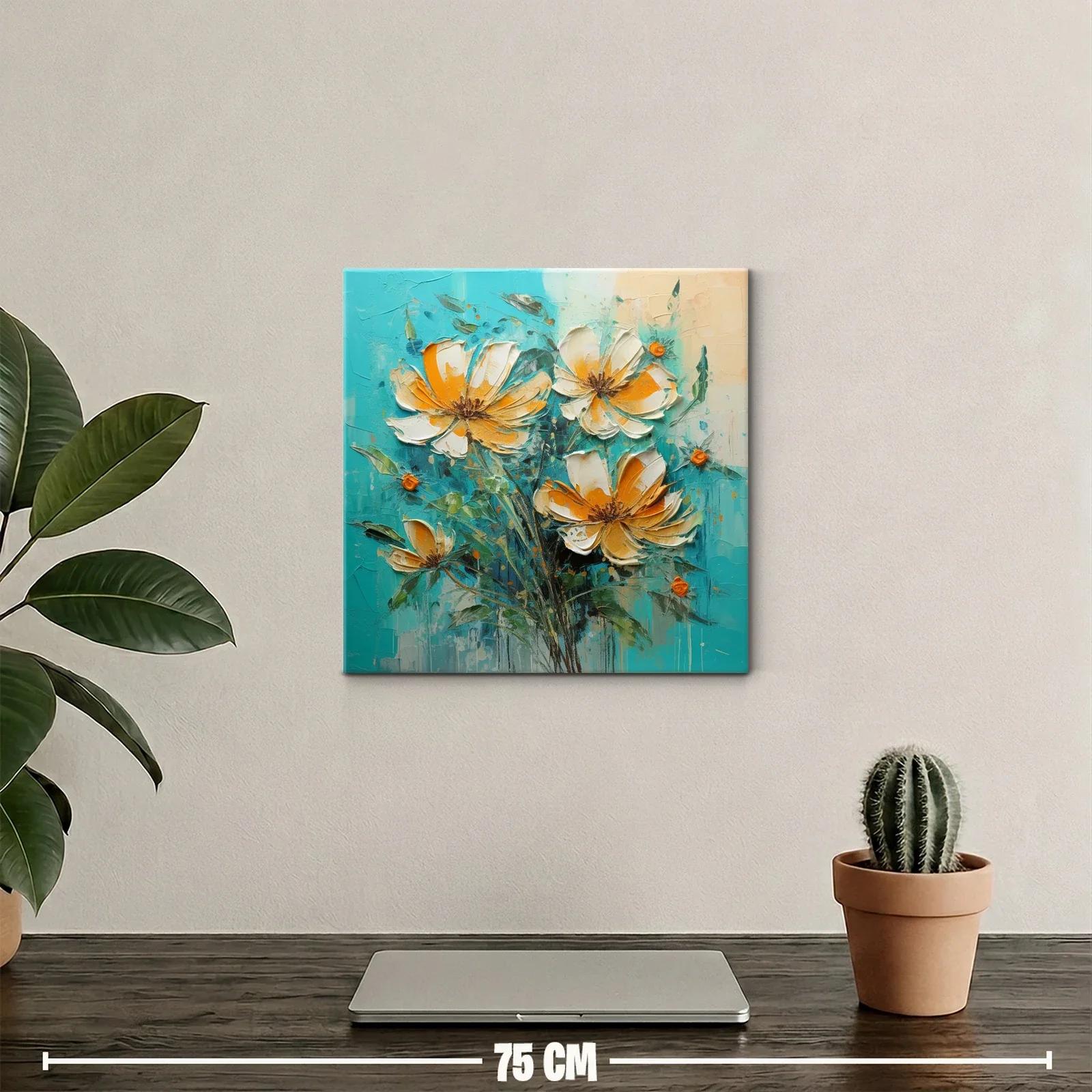 Flores vibrantes con tonalidades naranjas y turquesas — miniatura 2