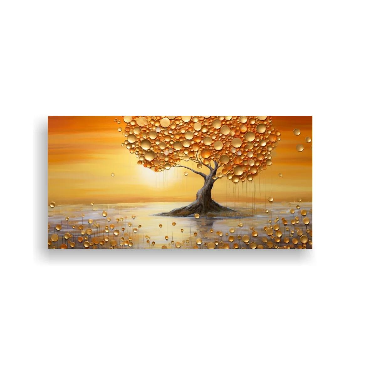 Cuadro árbol de la vida dorado sobre agua