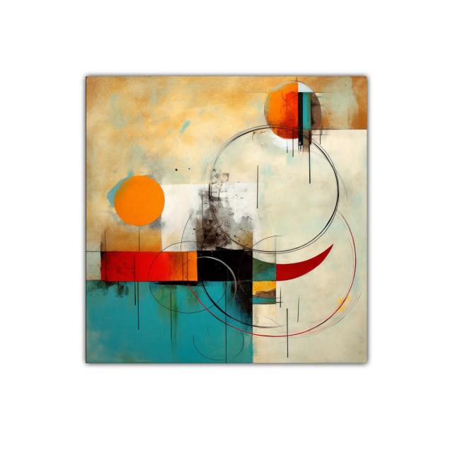 Composición abstracta con círculos y vibrantes colores cálidos