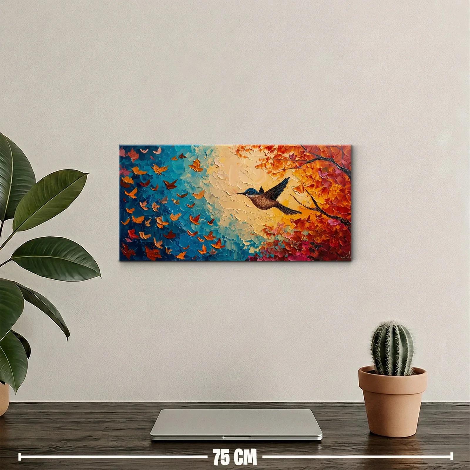 Cuadro colibrí y mariposas naranjas — miniatura 2